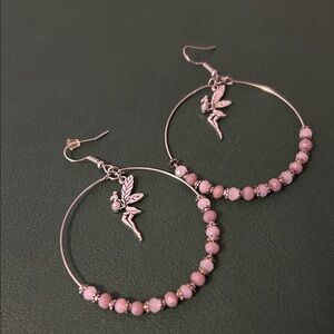 Silver and lavender Fairy Hoop Earrings